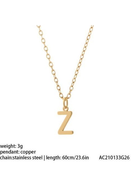 Az 26 Harfli Kadın Altın Rengi Isim Harfli Kadın Uzun Kolye (Yurt Dışından)