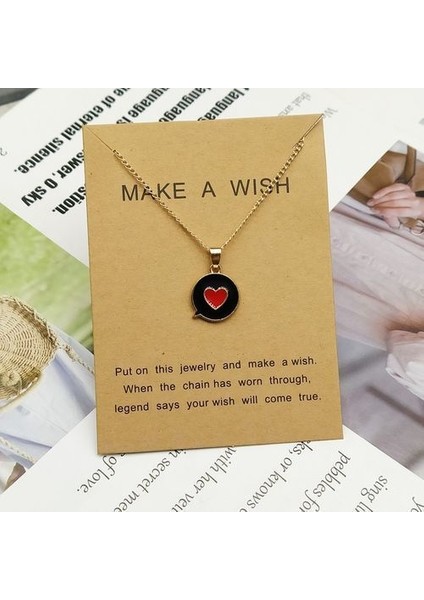 Kadın Romantik Tatlı Sevimli Renkli Kalp Şekli Link Zinciri Kolye (Yurt Dışından)