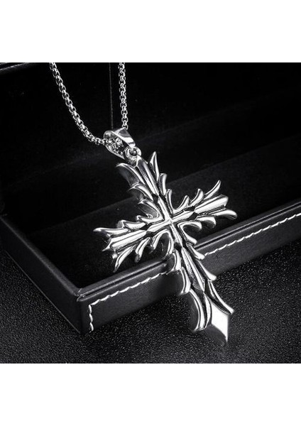 Vintage Alev Haç Kadın Erkek Uzun Zincir Punk Goth Kolye (Yurt Dışından)