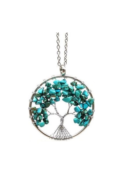 Doğal Taş Hayat Ağacı 7 Çakra El Yapımı Renkli Kuvars Kolye (Yurt Dışından)