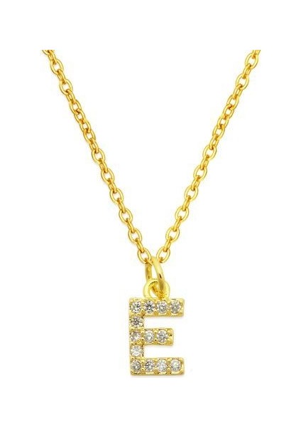 14 Ayar Altın Kaplama Kübik Zirkonya Ilk Isim Harfli Charm Kolye (Yurt Dışından)