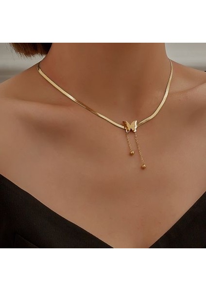 Klasik Çok Katmanlı Üçgen Metal Elbise Aksesuarları Kazak Zinciri Kolye (Yurt Dışından)