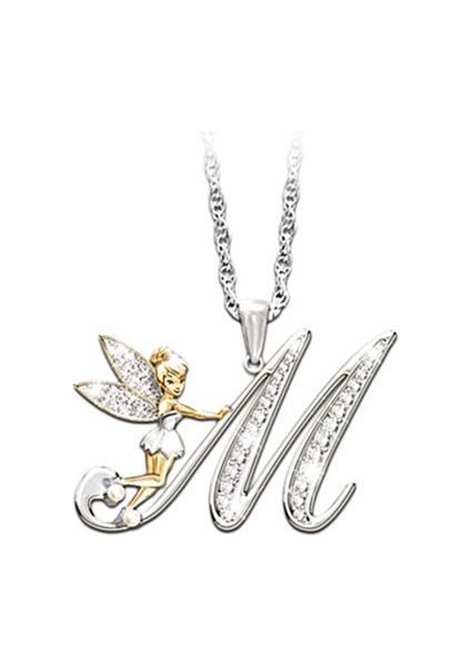 Disney 26 Harfler Kristal Çiçek Peri Kadın Partisi Kolye (Yurt Dışından)