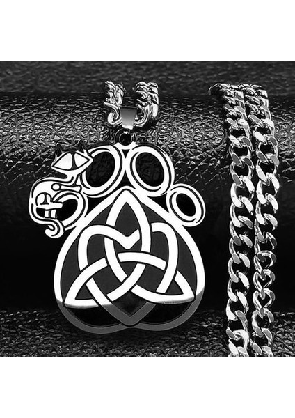Viking Cadı Celtic Knot Paslanmaz Çelik Erkek Zincir Odin Gotik Kolye (Yurt Dışından)
