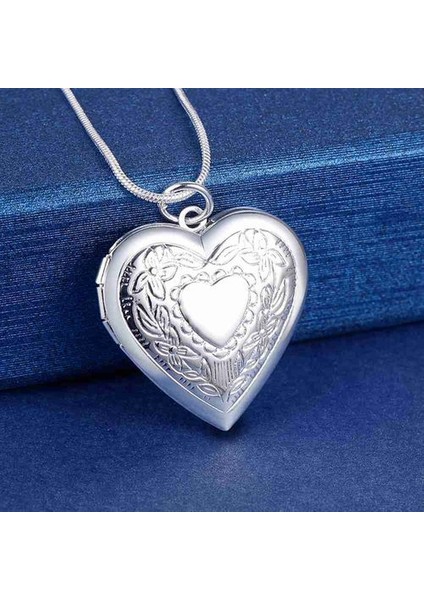 Gümüş Renk Fotoğraf Çerçevesi Kadın Charm Düğün Için Yılan Zinciri Kolye (Yurt Dışından)