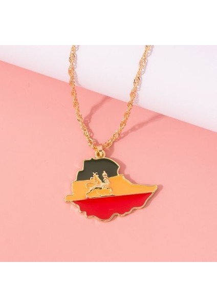 Ülke Haritası Bayrağı Kadın Erkek Liberya Haiti Jamaika Gana Kolye (Yurt Dışından)