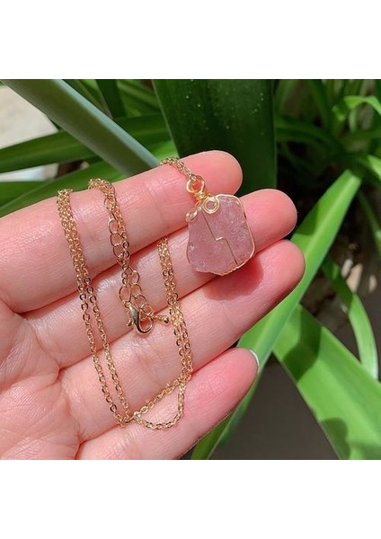 Doğal Taş Küçük Kaya Kuvars Sarkaç Ametist Sitrinler Kolye (Yurt Dışından)