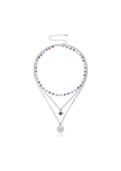 Türk Nazar Boncukları Çok Katmanlı Kadın Bohem Vintage Şeytan Kolye (Yurt Dışından)