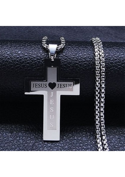 Çapraz Zincir Paslanmaz Çelik Büyük Erkek Kolye (Yurt Dışından)