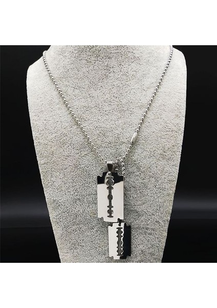 Gotik Bıçak Erkekler Takı Siyah Renk Paslanmaz Çelik Zincir Kolye (Yurt Dışından)