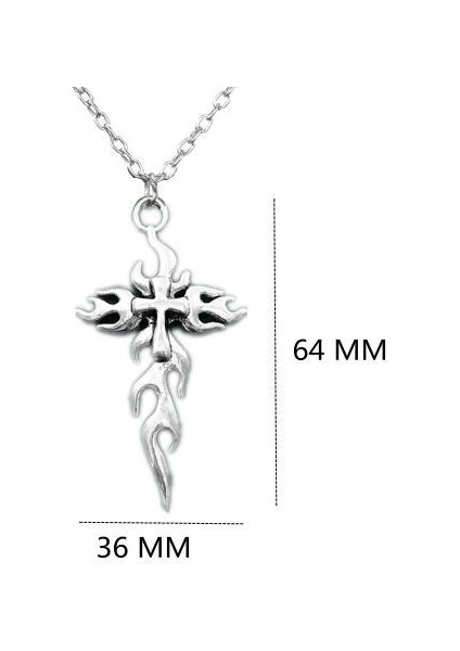 Erkekler Kadın Harajuku Vintage Çapraz Damla Uzun Zincir Kolye (Yurt Dışından)