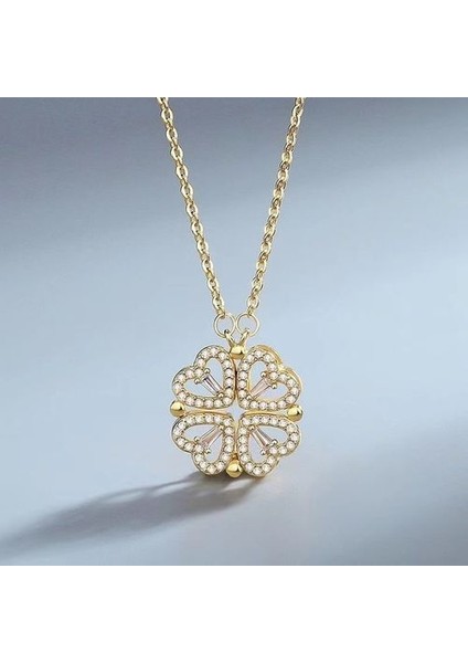 Avrupa Amerikan Ins Tarzı Iki Aşınmalı Dört Yapraklı Yonca Kolye (Yurt Dışından)