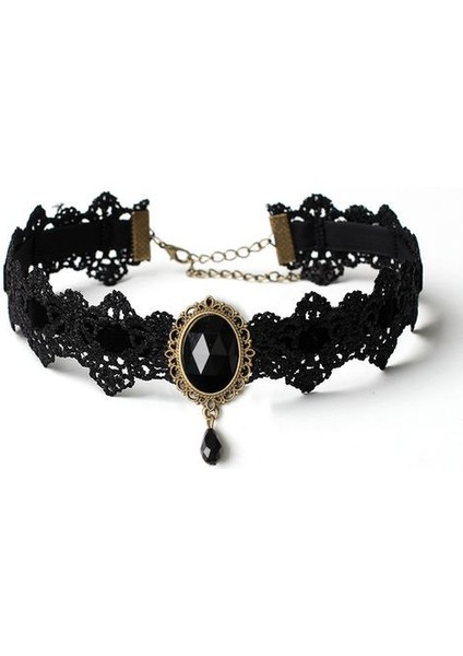 Gotik Punk Dantel Gerdanlık Kadın Retro Klavikula Zinciri Kolye (Yurt Dışından)