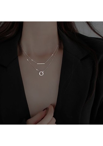 Çift Katmanlı Kadın Kız Köpüklü Klavikula Zincir Gerdanlık Kolye (Yurt Dışından)
