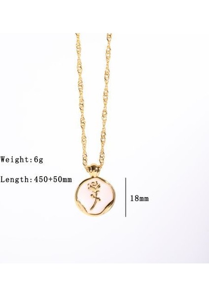 Vintage Çiçekler Paslanmaz Çelik Emaye Gül Zincir Charm Kolye (Yurt Dışından)