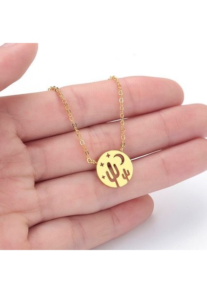 Kinitial Paslanmaz Çelik Astronomi Ay Ay Evresi Kolye (Yurt Dışından)