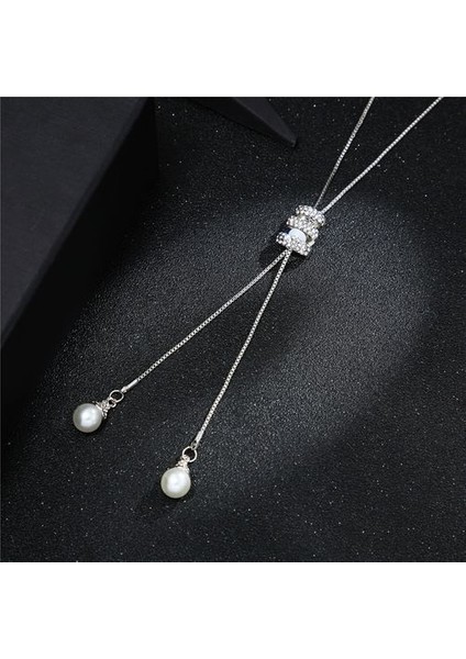 Yüksek Kalite Metal Uzun Püskül Taklidi Kristal Inci Uzun Kolye (Yurt Dışından)