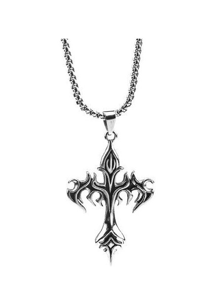 Punk Alev Çapraz Zincir Erkekler Için Erkek Hip Hop Kaya Gotik Tarzı Kolye (Yurt Dışından)