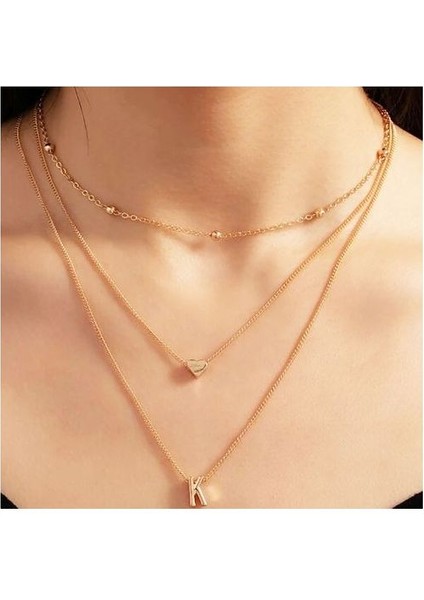 Kalp Şeklinde 26 Harfli Bayan Boho 2021 Altın Rengi Kolye (Yurt Dışından)