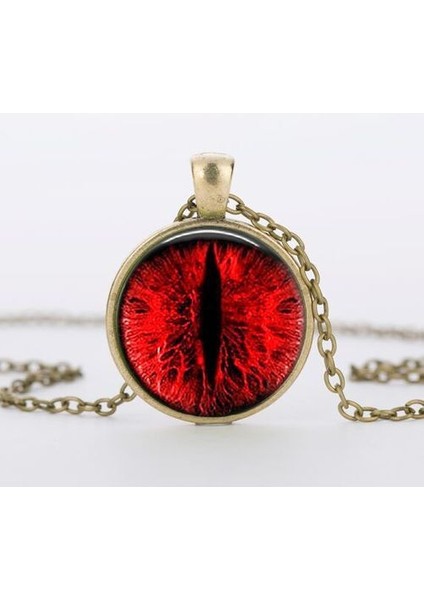 Kırmızı Kedi Gözü Takılar Ejderha Gözü Fotoğraf Glcabochon Pendnat El Yapımı Siyah Kolye (Yurt Dışından)