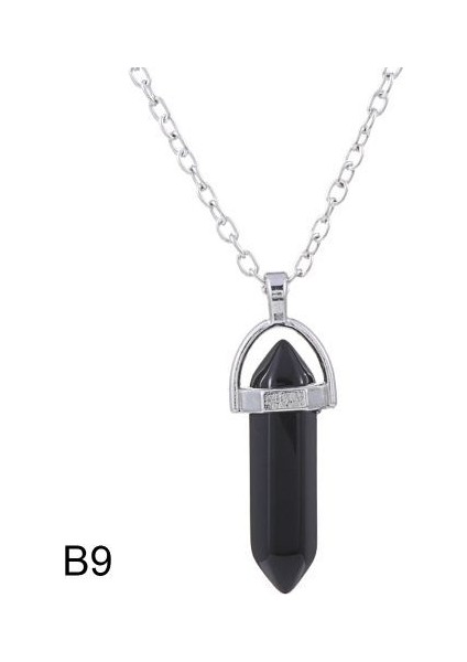 Doğal Altıgen Şekil Akik Kaplan Gözü Temizle Kuvars Taş Kolye (Yurt Dışından)