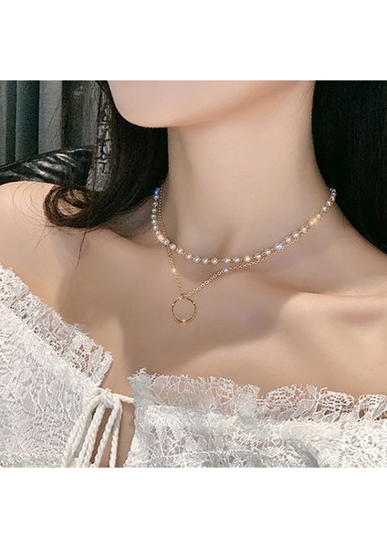 Kristal Inci Bildirimi Klavikula Inci Zinciri Kolye (Yurt Dışından)