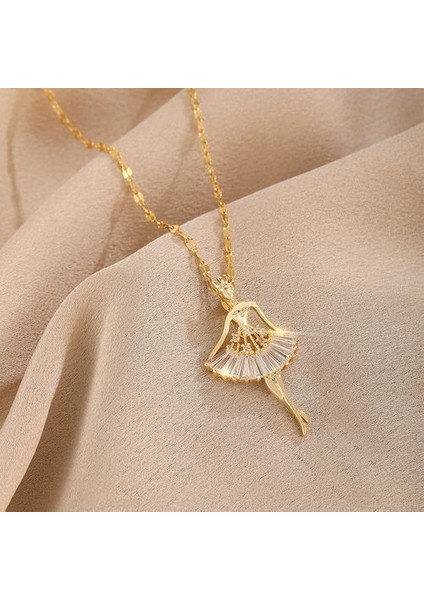 Trendy Zirkon Kristal Paslanmaz Çelik Kadın Kore Kolye (Yurt Dışından)