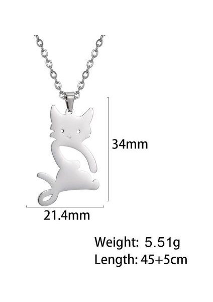 Kedi Kadın Kızlar Için Paslanmaz Çelik Gerdanlık Kolye (Yurt Dışından)