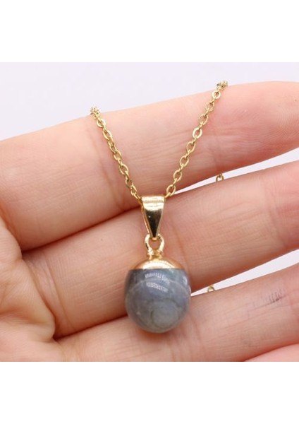 Güzel Doğal Taş Kristal Lapis Lazuli Paslanmaz Çelik Zincir Kolye (Yurt Dışından)