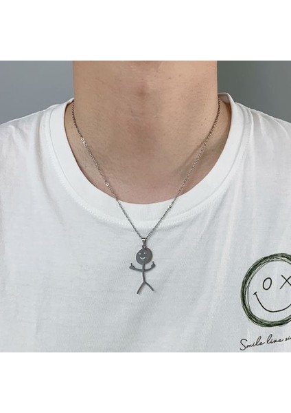 Hip Hop Erkek Kadın Çöp Adam Orta Parmak Kolye (Yurt Dışından)