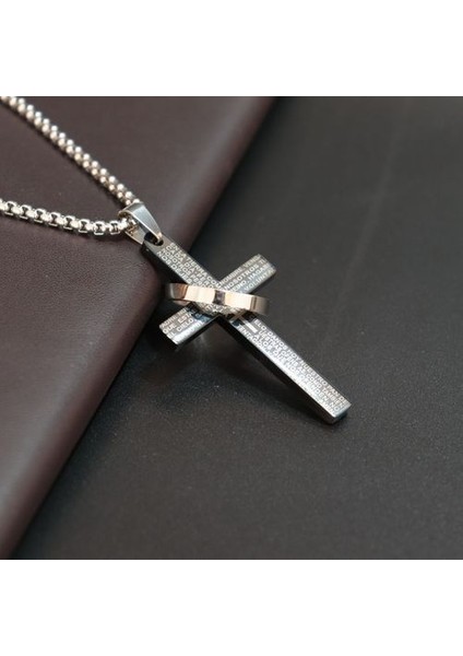 Daire Paslanmaz Çelik Zincir Isa Cruz Ile Haç Kolye (Yurt Dışından)