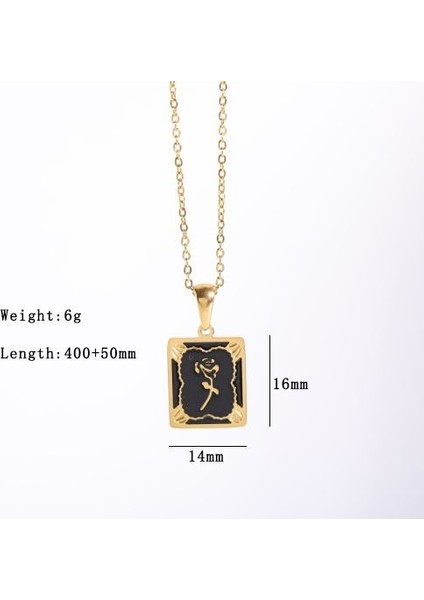 Vintage Çiçekler Paslanmaz Çelik Emaye Gül Zincir Charm Kolye (Yurt Dışından)