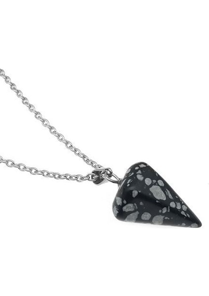 Trendy Altıgen Sütun Koni Şekli Turkuaz Kristal Akik Doğal Taş Kolye (Yurt Dışından)