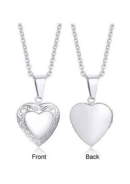 Kalp Madalyon Kadın Erkek Açılabilir Fotoğraf Çerçevesi Parlak Kolye (Yurt Dışından)