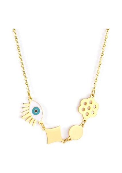 Nazar Paslanmaz Çelik Mavi Türk Gözü Takı Kolye (Yurt Dışından)