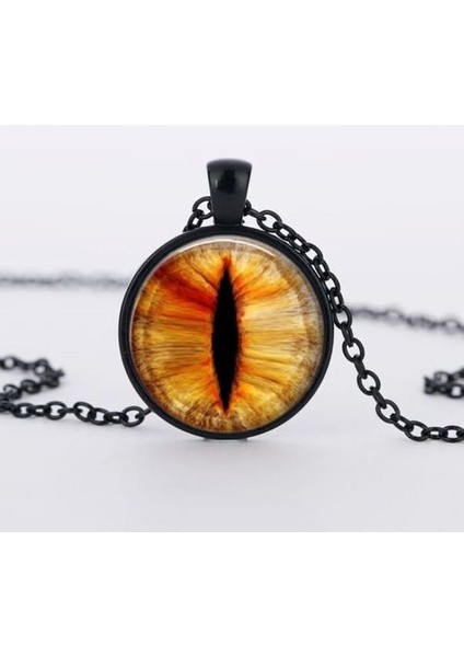 Kırmızı Kedi Gözü Takılar Ejderha Gözü Fotoğraf Glcabochon Pendnat El Yapımı Siyah Kolye (Yurt Dışından)