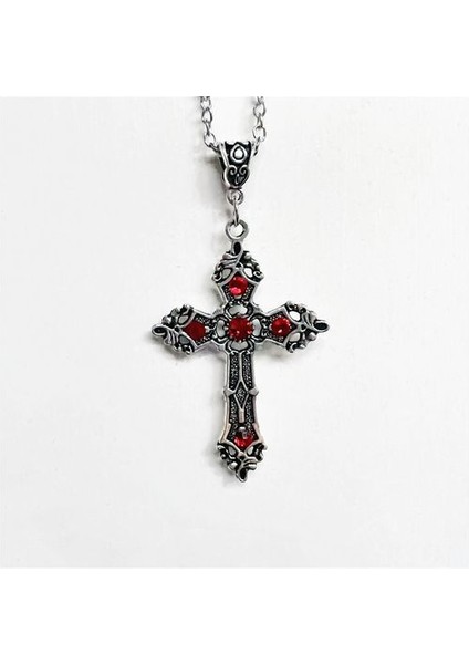 Vintage Barok Hıristiyan Haç Kadın Erkek Gümüş Renk ile Kolye (Yurt Dışından)