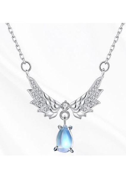 S925 Gümüş Kadın Kanat Aytaşı Takılar Kolye (Yurt Dışından)