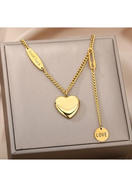 Retro Punk Hip-Hop Sokak Takı Çift Katmanlı Hollow Kalın Klavikula Zinciri Kolye (Yurt Dışından)