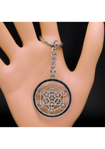 Yaşam Çiçeği Paslanmaz Çelik Kristal Metatron Kutsal Kolye (Yurt Dışından)
