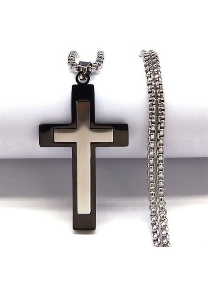 Adam Altın Renk Erkek Zincir Için Çapraz Paslanmaz Çelik Gerdanlık Kolye (Yurt Dışından)