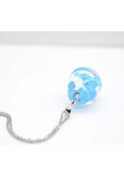 Şeffaf Reçine Yuvarlak Top Ay Kadın Mavi Gökyüzü Bulut Kolye (Yurt Dışından)