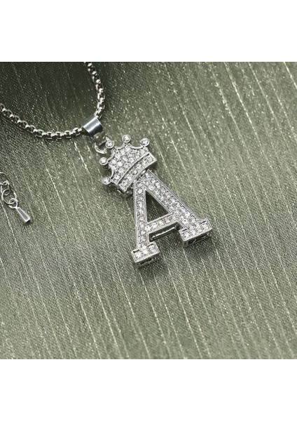 Charm Alaşım Zirkon Az Taç Alfabe Zincir Kolye (Yurt Dışından)