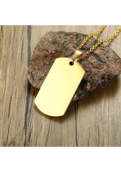 Paslanmaz Çelik Çift Köpek Künyesi Erkekler Için Yüksek Cilalı Kimliği Kolye (Yurt Dışından)