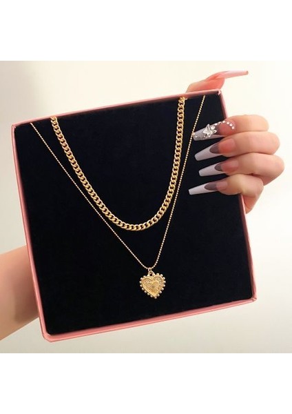 Vintage Çok Katmanlı Kilit Portre Inci Yuvarlak Sikke Kolye (Yurt Dışından)