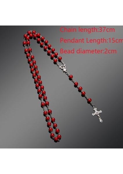 El Yapımı Yuvarlak Glbead Katolik Tespih Kaliteli Boncuk Çapraz Kolye (Yurt Dışından)