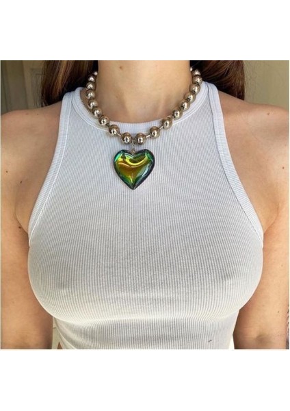 Takı Renkli Kalp Kadın Vintage Harajuku Kolye (Yurt Dışından)