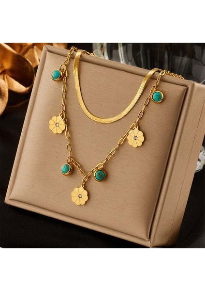 316L Paslanmaz Steereen Taş Kristal Hip-Hop Çok Katmanlı Zinciri Kolye (Yurt Dışından)