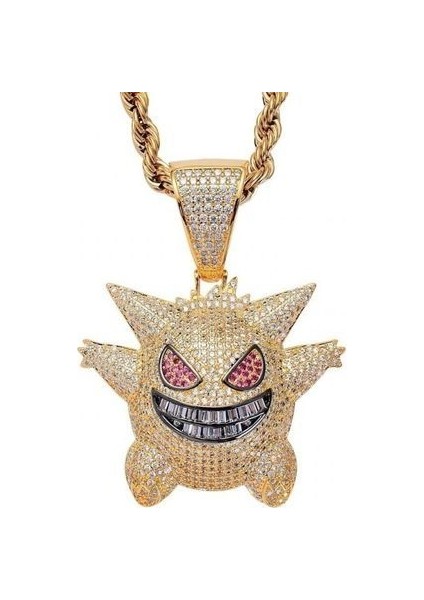Erkekler Hip Hop Tam Rhinestone Boğa Kafası Köpüklü Buz Kolye (Yurt Dışından)
