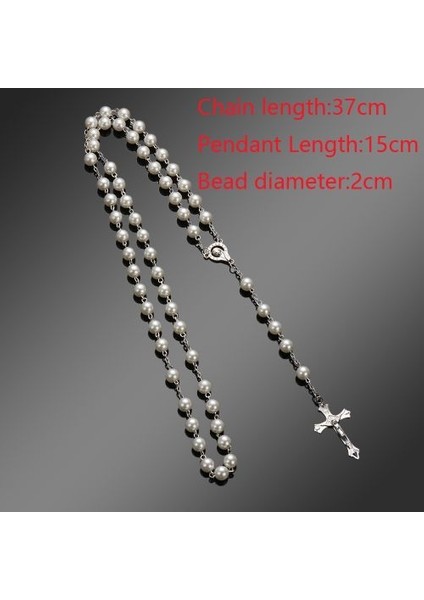 El Yapımı Yuvarlak Glbead Katolik Tespih Kaliteli Boncuk Çapraz Kolye (Yurt Dışından)
